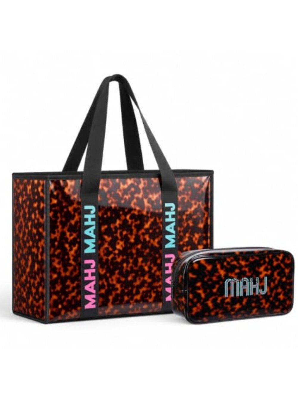 Large PVC Tote Bag with Detachable Zippered Pouch, Waterproof Hobo Handbag,